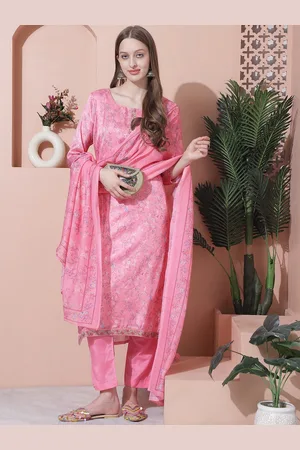 Stylee Lifestyle Floral Printed Satin Unstitched Dress Material