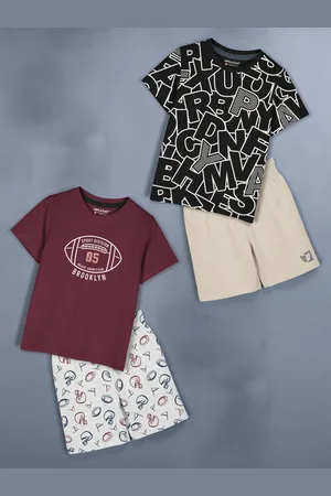 HELLCAT Girls Pack Of 2 Printed Round Neck T-shirt with Shorts
