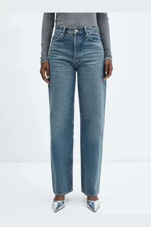 MANGO Women Straight Fit Light Fade Pure Cotton Jeans