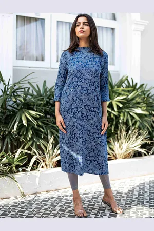 Hay Geometric Printed Boat Neck Straight Kurta