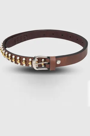 Mast & Harbour Brown Women Embellished Slim Belt