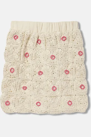 Elle Girls Self-Design Pure Cotton Straight Mini Skirt