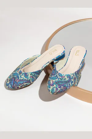 Inc 5 Printed Embellished Block Heel Mules