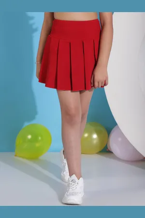 NEUDIS Girls Knife Pleated Flared Mini Skirts