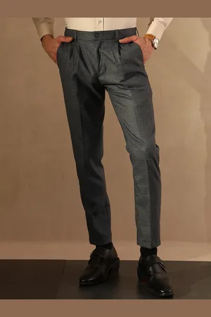 DENNISON Men Tapered Fit Self Check Pleated Trouser