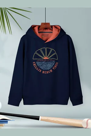 HELLCAT Boys Graphic Printed Hooded Cotton Pullover Sweatshirt