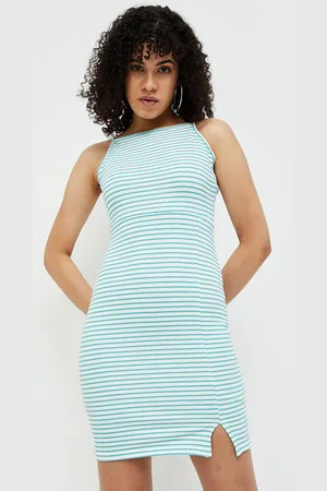 Lifestyle Striped Shoulder Straps Bodycon Dress
