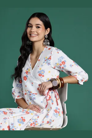 Sangria Floral Printed Wrap Dress