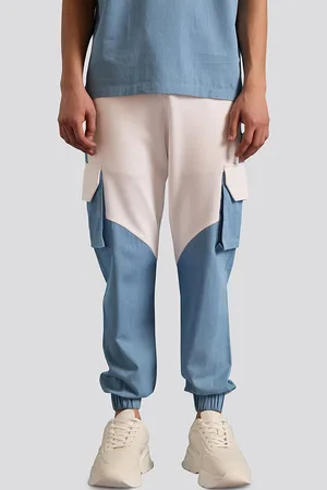 Muvazo Men Colourblocked Mid Rise Cotton Joggers