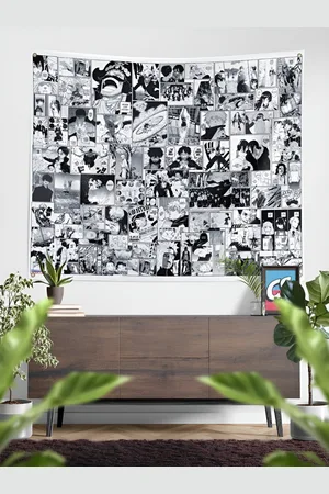 COMICSENSE White & Black Anime Manga Printed Tapestry