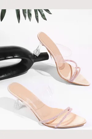 TRY ME Embellished Open Toe Block Heels