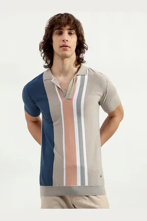 Benetton Striped Polo Collar Short Sleeves Pure Cotton T-shirt