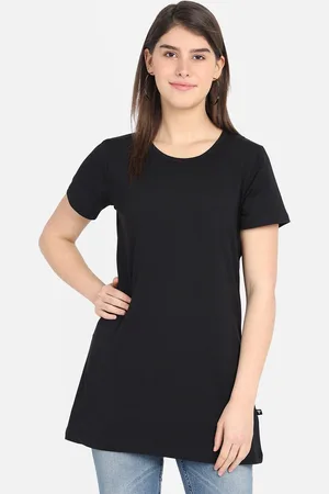 PROTEENS Women Black Solid Round Neck T-shirt