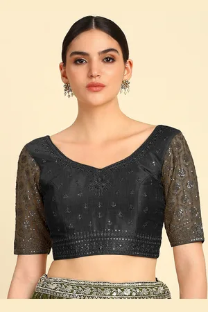 Soch Embroidered V-Neck Sequinned Saree Blouse