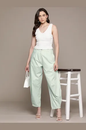 Moda Rapido Women Pure Cotton Cropped Trousers