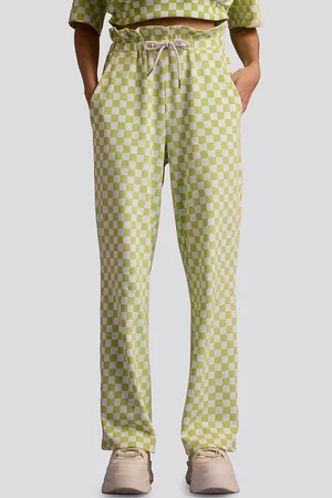 Muvazo Women Checked Mid Rise Track Pants