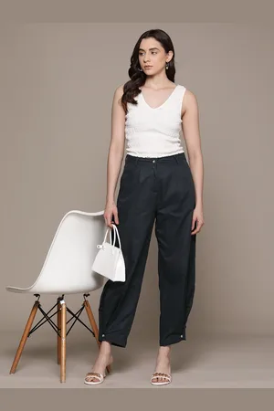 Moda Rapido Women Pure Cotton Cropped Trousers