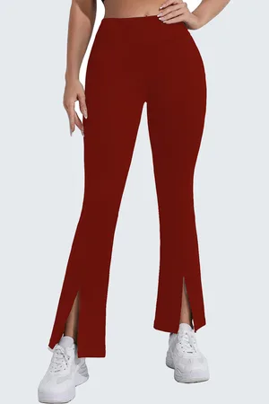 BAESD Women Relaxed Straight Leg High-Rise Wrinkle Free Bootcut Trousers