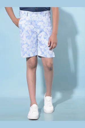 Crimsoune Club Boys Floral Printed Slim Fit Pure Cotton Chino Shorts