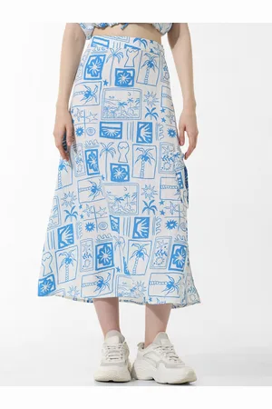 ONLY Graphic Printed A-Line Midi Skirt