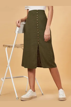 Pantaloons Button Detail Straight Skirt