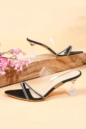 TRY ME Embellished Open Toe Block Heels