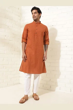 Fabindia Mandarin Collar Cotton Printed Kurta