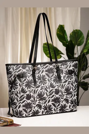Sangria Black Floral Printed Shopper Tote Bag