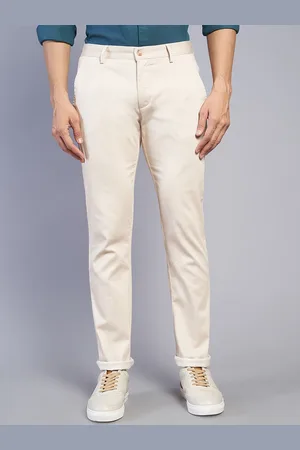Greenfibre Men Mid-Rise Zip Flat-Front Plain Cotton Slim Fit Trouser