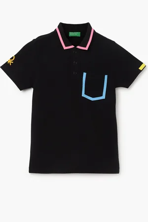 Benetton Boys Polo Collar Short Sleeves Pure Cotton Pockets T-shirt