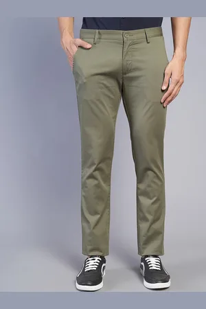 Greenfibre Men Mid-Rise Zip Flat-Front Plain Cotton Slim Fit Chinos Trouser