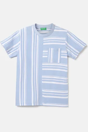 Benetton Boys Striped V-Neck Pure Cotton Pockets T-shirt