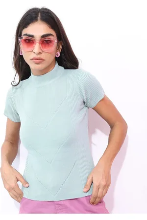 Ketch Women Blue Cable Knit Acrylic Pullover