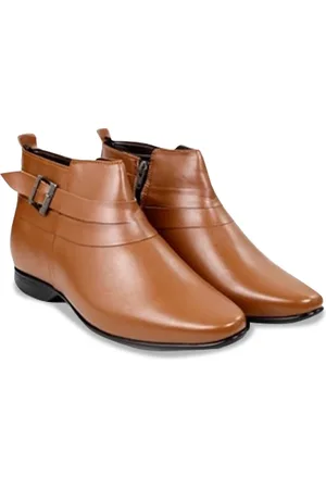 BXXY Men Hidden Elevator Buckle Detailed Formal Boots