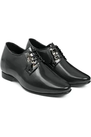 BXXY Men Textured Round Toe 3 Inch Hidden Elevator Formal Oxfords