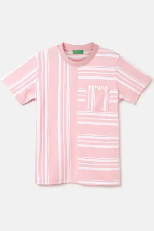 Benetton Boys Striped V-Neck Pure Cotton Pockets T-shirt