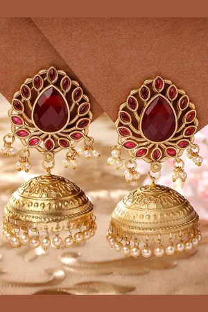 karatcart Gold Plated Kundan Jhumkas