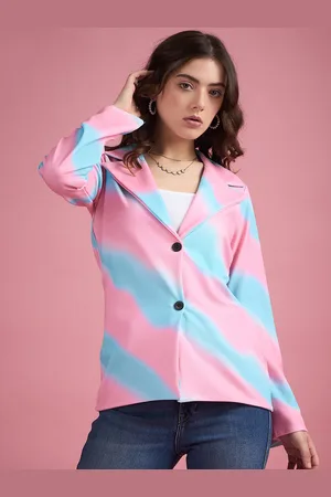 DressBerry Pink Printed Twill Single-Breasted Blazer