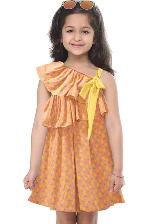 Kids On Board Girls Polka Dot Print Ruffled A-Line Dress
