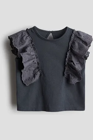 H&M Girls Frill-Trimmed Cotton Top