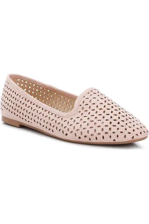 London Rag Round Toe Laser Cuts Suede Ballerinas