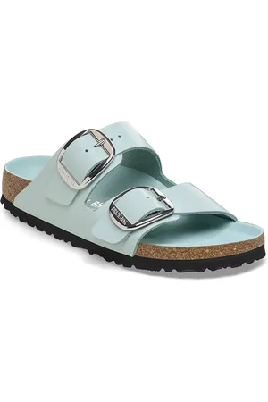 Birkenstock Arizona Buckle Detailed Leather Narrow Width Open Toe Flats