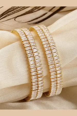 karatcart Set Of 2 Gold Plated & AD Studded Bangle