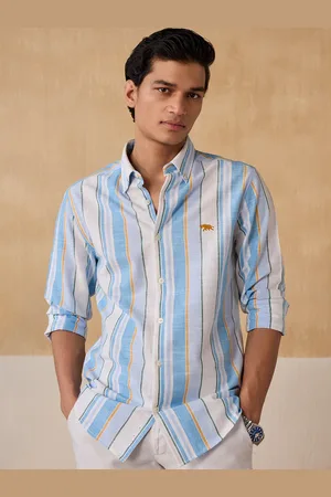 Andamen Premium Slim Fit Striped Opaque Cotton Casual Shirt