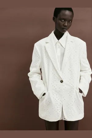 H&M Cotton Oversized Broderie Anglaise Blazer