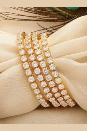 karatcart Set Of 4 Gold-Plated AD-Studded Bangles