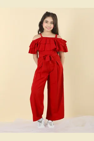 Cutiekins Girls Tie Up Basic Jumpsuit With Ruffles