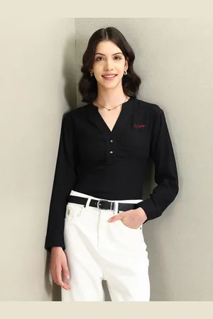 Ralph Lauren Mandarin Collar Cuffed Sleeves Top