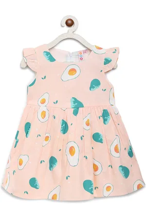 Kids On Board Girls Geometric Print Cotton Fit & Flare Dress