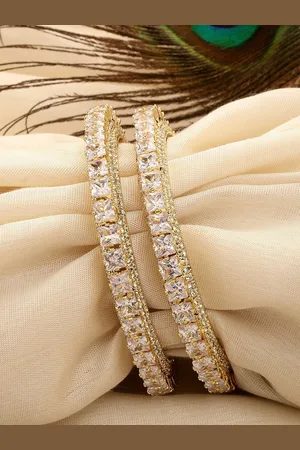 karatcart Set Of 2 Gold Plated & AD Studded Bangles